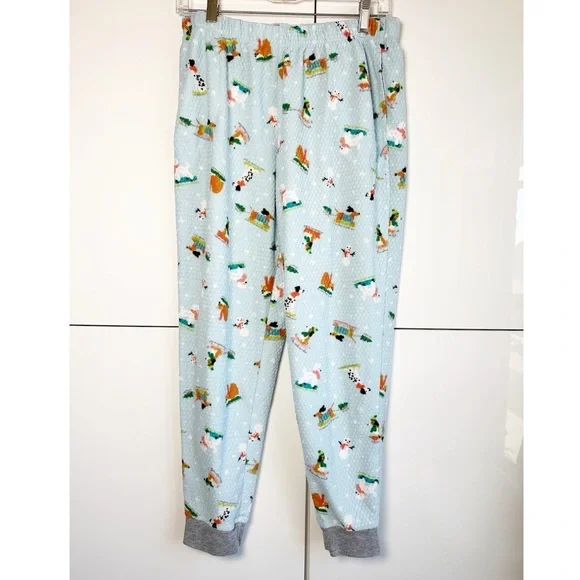 Cuddl Duds Sledding Dog Pajamas Mint Green Honeycomb pattern Size Medium - Picture 7 of 9